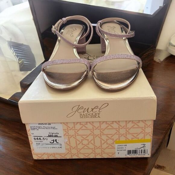 Jewel Badgley Mischka Women's Danni II Low Heeled Size 7 Rose Gold - Picture 2 of 6